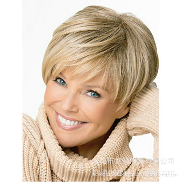 Wig platinum blonde short hair highlight